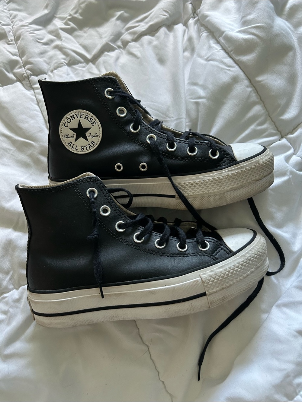 Converse Black & White High Top Platform Sneakers